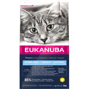 Eukanuba Adult Sterilised/Weight Control kip kattenvoer 2 x 2 kg