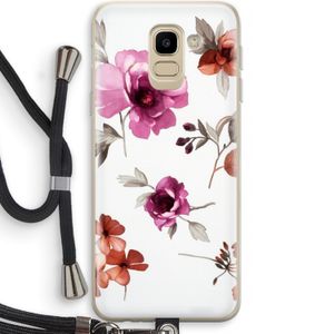 Geschilderde bloemen: Samsung Galaxy J6 (2018) Transparant Hoesje met koord