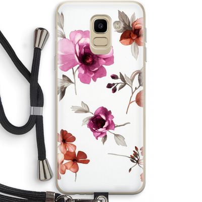 Geschilderde bloemen: Samsung Galaxy J6 (2018) Transparant Hoesje met koord