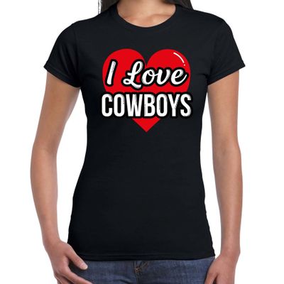 I love Cowboys verkleed t-shirt zwart voor dames - Outfit western verkleed feest