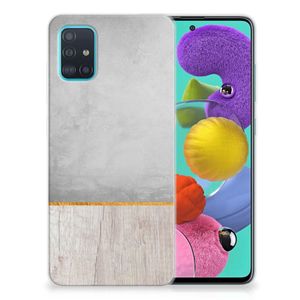 Samsung Galaxy A51 Bumper Hoesje Wood Concrete