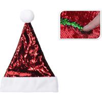 Kerstmuts - rood - pailletten - wrijfbaar - verander pailletjes - polyester - volwassenen - thumbnail