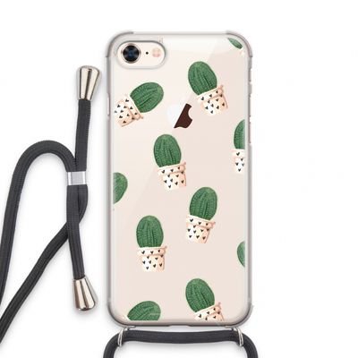 Cactusprint roze: iPhone 7 Transparant Hoesje met koord