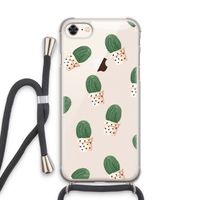 Cactusprint roze: iPhone 7 Transparant Hoesje met koord