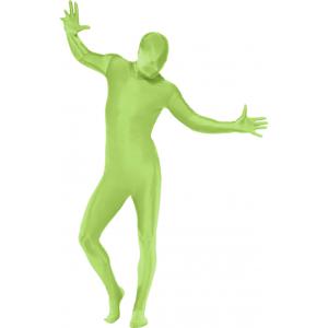 Carnaval verkleed Second skin pak/jumpsuit - uni kleur geheel groen - volwassenen