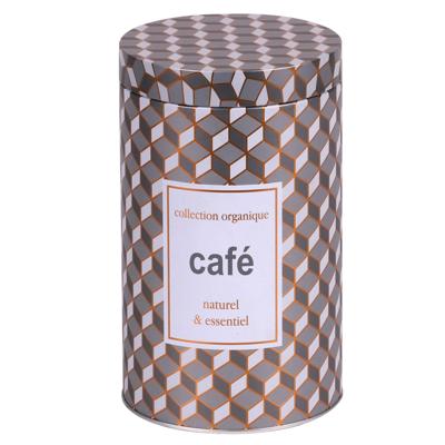 Koffie bewaarblik - metaal - retro print - 11 x 18 cm - cups/bonen/filterkoffie