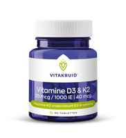 Vitakruid Vitamine D3 & K2 25mcg/1000IE/40mcg Tabletten