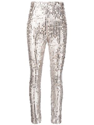 ROTATE BIRGER CHRISTENSEN legging orné de sequins à taille haute - Argent