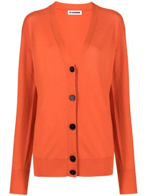 Jil Sander cardigan en cachemire à boutonnière - Orange