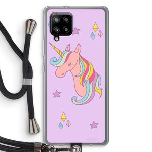 Roze eenhoorn: Samsung Galaxy A42 5G Transparant Hoesje met koord