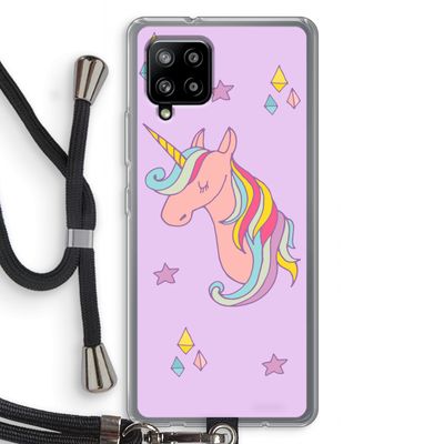 Roze eenhoorn: Samsung Galaxy A42 5G Transparant Hoesje met koord