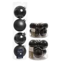 Glazen kerstballen pakket zwart glans/mat 26x stuks diverse maten - Kerstbal - thumbnail