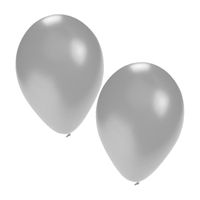 Bellatio Decorations Party ballonnen - zilver - 25x stuks - dia 27 cm - feestartikelen/versieringen - thumbnail