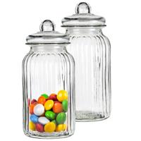 Alessandro Snoeppot/voorraadpot - 2x - met deksel - luchtdicht - glas - 1300 ml - D11 x H22 cm