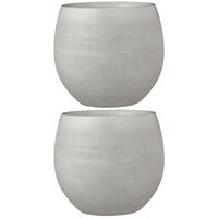 Set van 2x stuks bloempotten creme wit keramiek voor kamerplant H23 x D26 cm