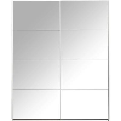 Leen Bakker - Schuifdeurkast Bergamo Met Spiegeldeuren - 221x178,5x66,6 Cm - Spaanplaat - Wit - 178.5x221x66.6 Cm