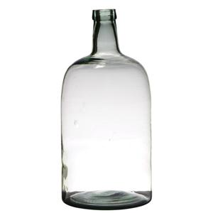 Vaas - fles vorm - transparant - B19 x H40 - glas - stijlvolle flessen bloemenvaas