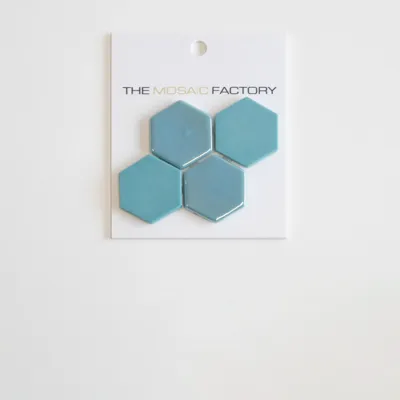 The Mosaic Factory Valencia Mozaiek Tegel Hexagon- Turquoise Glas Recycled 278x325 mm