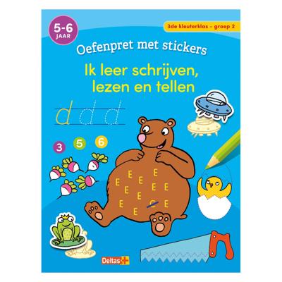 Deltas Oefenpret met stickers - schrijven, lezen, tellen (5-6 jaar)