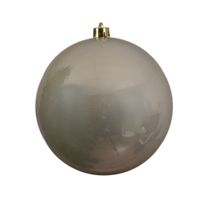 Grote decoratie kerstbal - 20 cm - licht champagne - kunststof