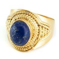 Edelsteen Ring Lapis Lazuli 925 Zilver & Verguld "Feze" (Maat 17) - thumbnail