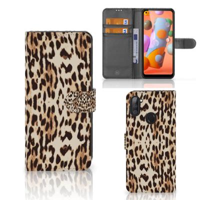Samsung Galaxy M11 | A11 | Telefoonhoesje | Met pasjeshouder | Leopard