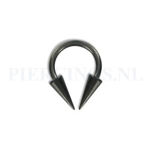 Circulair barbell zwart 1.2 mm long cones M