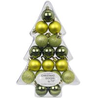 17x Kunststof groene kleine kerstballen pakket 3 cm   -