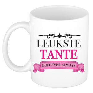 Verjaardag cadeau mok - roze - leukste tante ooit - 300 ml - keramiek