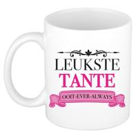 Verjaardag cadeau mok - roze - leukste tante ooit - 300 ml - keramiek