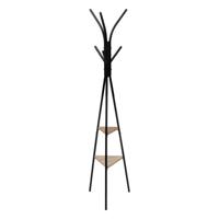 5Five Kapstok Pyramid - zwart - metaal/hout - staand - 6 haken op verschillende hoogtes - 175 cm