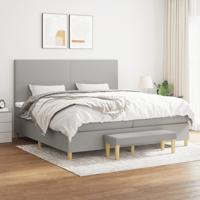 Boxspring met matras stof lichtgrijs 200x200 cm