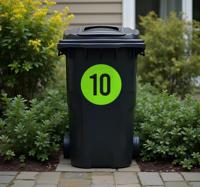 Huisnummer rond container sticker