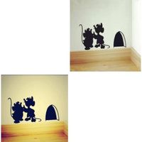 Muursticker Plintsticker Zwart Muizen detail voor in huis woonkamer zolder slaapkamer - thumbnail