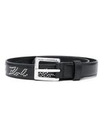 Karl Lagerfeld ceinture en cuir à motif K/Signature Rocky - Noir - thumbnail