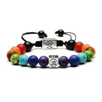 Tree of Life Multicolor parels stenen weven Yoga touw Bracelets(Multicolor silver)