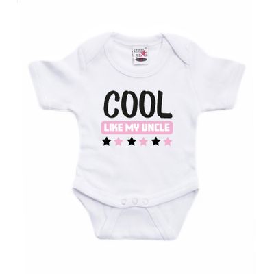 Baby rompertje - oom cadeau romper - cool like my uncle - wit/roze - cadeau romper - kraamcadeau