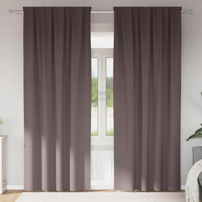 Gordijnen met gordijnen 2 pcs Donkerbruin Polyester
