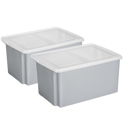 Sunware opslagboxen set - 2x stuks -51 liter - grijs - 59 x 39 x 29 cm - afsluitbare deksel