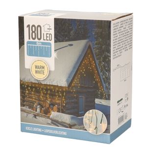 Ijspegel lampjes warm wit 6 meter buiten kerstverlichting   -