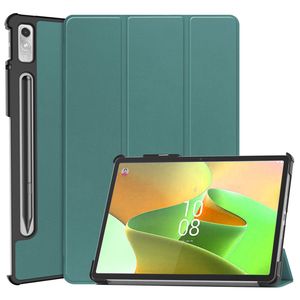 Basey Lenovo Tab P11 Pro (2e Gen) Hoesje Kunstleer Hoes Case Cover -Donkergroen