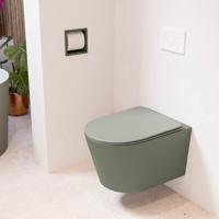 Wandcloset Mondiaz Lavie | Zonder spoelrand | Incl.Toiletzitting-Smoke | Keramiek | Army (groen)
