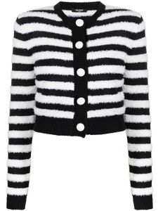 Balmain cardigan rayé à manches longues - Blanc