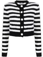 Balmain cardigan rayé à manches longues - Blanc