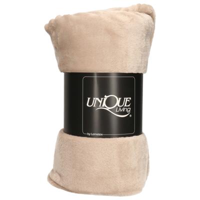 Unique Living Plaid - fleece deken - beige - polyester - 130 x 180 cm