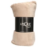 Unique Living Plaid - fleece deken - beige - polyester - 130 x 180 cm