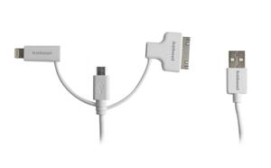 Hähnel Fototechnik USB-laadkabel USB-A stekker, Apple Lightning stekker, USB-micro-B stekker, Apple 30-pins stekker 1.50 m Wit 10006510