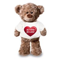 Knuffel teddybeer met ik vind je lief hartje shirt 24 cm - thumbnail