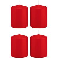 4x Rode cilinderkaarsen/stompkaarsen 6 x 8 cm 29 branduren