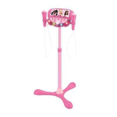 Barbie-microfoon op verstelbare lichtstandaard met luidspreker, 2 microfoons en vocale effecten, Bluetooth-luidspreker